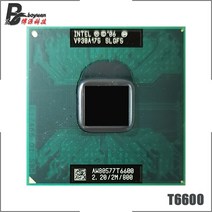 노트북 프로세서 인텔 코어 2 듀오 모바일 t6600 slgf5 2 2GHz 듀얼 코어 듀얼 스레드 CPU 프로세서 2m 35w 소켓 p, 한개옵션0