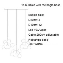 버블 램프 스탠드 천장 거실 무드 등 Artpad 샹들리에 조명 유리 led 샹들리에 dinging room 장식 홈에 매달려, 15 버블 소, 은색 금속, 흰색 조명