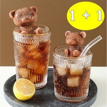 줌마샵 귀여운 실리콘 곰돌이 얼음틀 아이스트레이 커피 얼음 몰드 1+1 세트, 장미(소)+곰돌이(대)
