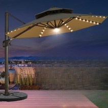 대형 파라솔 2층 사각 야외 테라스 횡단보도 옥상 폴딩 그늘막 태양광 LED 램프, B