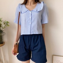 여성 셔츠 블라우스 데일리 호스튼 프릴카라 잔 체크