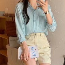 베이직 셔츠 여성 주름 블라우스 긴팔 여름 봄 남방