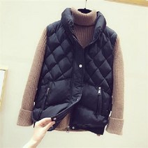 우먼 스프링 겨울 외투 조끼 심플룩, 크림 화이트