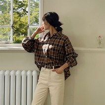 여성용 헤브잇 박시 체크셔츠