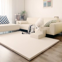 쁘띠메종 한판매트 리넨 300X140X4cm, 양면 리넨베이지