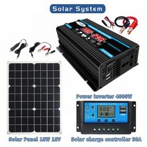 순수정현파인버터 차량용 태양광 인버터 시거잭 4000W 순수 사인파 인버터 12V-110V 220V DC-AC 전압 변환, 03 110Vwith SolarPanel