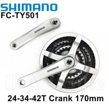 시마노 TOURNEY TY FC-TY501 산악 자전거 Crankset 42-34-24T Iamok 170mm Chainwheel 3x 8/7/6-speed Bicycle Part, 24-34-42T Silver