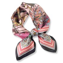 PoeticEHome 순수 멀베리 실크 스퀘어 스카프 68.6cm x 여성용 네커치프 헤드스카프 선물 포장 B1 - 다채로운 벽화545582