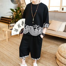 여름 생활한복 세트 남자 면마 반팔 반바지 7부 개량한복