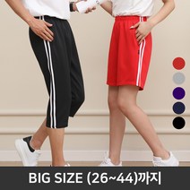 턴키 빅사이즈 ( 26-44인치까지) 남녀공용 두줄 4부 7부 스판 밴딩 트레이닝 여름 반바지