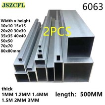 알루미늄 사각 파이프 2pc 6063 10-80mm 두께 1mm1.2mm1.4mm2mm3mm 직 형 튜브 프로파일 장식 길이 500m, 2개 500mm, 80x80x1.4mm