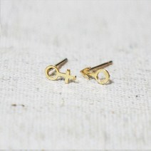 merryG 메리지 10K 골드 남 녀 심볼 귀걸이
