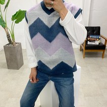 스트릿제이 컷팅 아가일 베스트 조끼