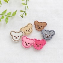 2개입 봉제식 와펜 똘망 곰돌이 6컬러 자수 장식, 03.진베이지