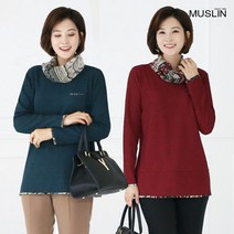 엄마옷 모슬린 스카프 폴라 티셔츠 ETP810512 마담/미시