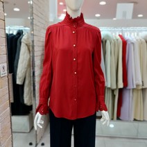 JJ JIGOTT 제이제이지고트 하이넥 펀칭 프릴 블라우스 GKAA0BL13