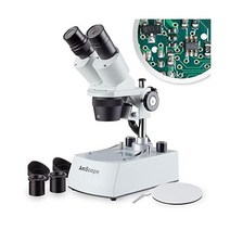 AmScope SE306R-P-LED 전방 장착 쌍안 입체현미경 WF10x 접안렌즈 20X 및 40X 배율 2X 4X 대물렌즈 상단 하단 LED 조명 양면 흑백 스테이지