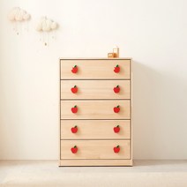 애플 원목 와이드 5단서랍장/유아동수납장, 단품