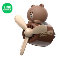캣타운 LF-190 차량용방향제 디퓨져 냄새제거 자동차 공기정화 라인프렌즈 송풍구형 아로마향 선풍기 거치대 날개 프로펠러 여성차량용품 차꾸미기, 브라운