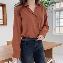 티데일리 더찰랑 모던 셔츠 여성용 루즈핏 무지 기본 블라우스