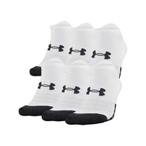 Under Armour 성인용 퍼포먼스 테크 노쇼 양말 스틸 모음 미디엄 6쌍 448428, White (6-pairs)_X-Large