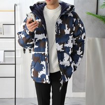 화이트블루 방수 카모 패딩 항공점퍼
