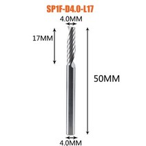 1pc AAAAA 3D CNC 라우터 비트 조각 3.175 /4/6 생크 단일 플루트 밀링 커터 나선형 엔드 밀 목공 알루미늄, SP1F-D4.0-L17