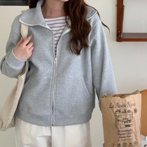 옷자락 여자 내추럴 카라 와플 집업 대학생 데일리룩 점퍼