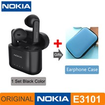 노키아 E3101 블루투스 TWS 헤드폰 무선 Fone 이어폰 소음 감소 듀얼 마이크 HD 통화 헤드셋 안드로이드 ios에 대한 귀에 세미, 규격 없음, E3101 Black and Case