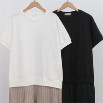 시드마켓 주름 밑단 배색 원피스 208L088S 빅사이즈 여성 (8902541)