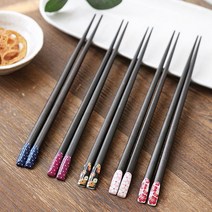 유니크 우드 젓가락 1벌 5style 꽃무늬 나무젓가락, 02 퍼플도트