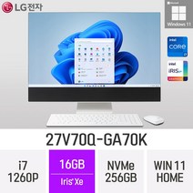 LG 일체형PC 27V70Q-GA70K 윈도우11 27인치 인텔 12세대 사무용 인강용 재택근무용 일체형PC, 16GB, Win11 Home, 256GB