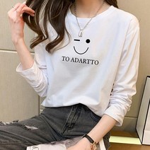 주디앤 여성 윙크 프린팅 라운드 긴팔 티셔츠 긴팔티 리빙공감
