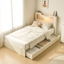 [1만원 즉시할인중]장인가구 원스 LED 컬러핏 수납침대 매트제외 SS, 베이비핑크화이트