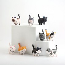 고양이 인형장식 9p세트 모니터걸이 모니터 인형 장식품 인테이러 소품 선반장식 피규어 장식품 미니 캐릭터, 세트B