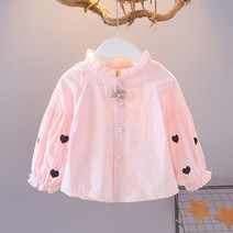 여아셔츠 꼬마 여아 슬림셔츠 상의 하트모양 인기룩 셔츠 블라우스 캐주얼 패션 학생