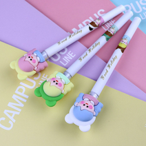 근이몰 NEW 캐릭터 스틱 볼펜 선물 실리콘 중성펜(0.5mm), 개구리