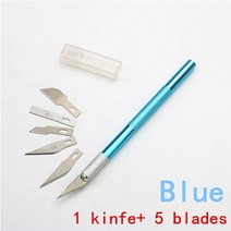 조각 칼 또는 5pc 블레이드 나무 조각 도구 과일 공예 조각 조각 유틸리티 칼 diy 절단 편지지 도구, 1 파란색 칼