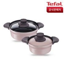 테팔 트레져 IH 인덕션 냄비세트 2종, 혼합 색상, 뚝배기 18cm + 전골 냄비 24cm