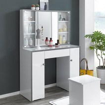 의자미포함 화장대 유리 도어형 900 화장대서랍장, 화이트