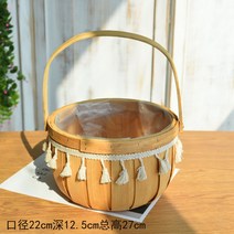 왕골 꽃바구니 장식 위빙 화분 꽃꽂이 팬시 토트 수초 목편 대나무라탄 전원 꽃술 꽃동자 1775203605, 특소함, 태슬 수박 바구니 큰사이즈