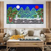 일월오봉도 보석십자수 DIY 원형비즈 큐빅 집들이선물 집순이취미 태교 선물용 인테리어, 200x90