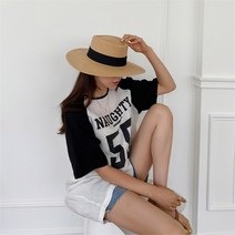 [] 여자 여름 바캉스룩 바다패션 나그랑 레터링 롱 반팔티