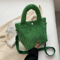 패션 코듀로이 여성 가방 트렌드 핸드백 틈새 다목적 양동이 어깨 나일론 버튼 크로스 바디, [01] Green