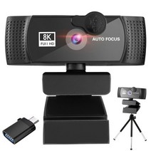 노트북 캠 hd 8k 4k 1k 웹 자동 초점 컴퓨터 webcamera with microphone 회전 usb 플러그 pc 용 카메라 mac 데스크탑 youtube skype, 8k 웹캠 블랙