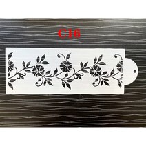 스프레이부스 29x10cm 퐁당 케이크 메쉬 스텐실 스탬프 엠보싱 웨딩 장식 도구 플라스틱 스프레이 금형 초콜릿 그리기 그림, [07] C7