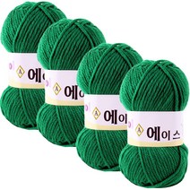 마마니트 울에이스 뜨개질 실 4p, 초록, 4개