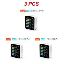 가스 일산화탄소 감지기 공기 질 포름알데히드 모니터 온도 습도 Hcho Tvoc Co Co2 Pm10 Pm2.5 1 2 3피스, White WIFI-VOC 3pcs
