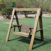[자연쉼터] 반조립 2인용 야외 방부목 그네 (기본형과 지붕형), A4)기본형(S2)_방부목_살구색