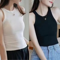 퍼스트픽 여성용 골지 크롭 나시 롱 2P